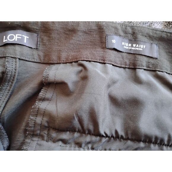 LOFT Dark Green Button-Front Wide-Leg High Waisted Pants size 10 - Picture 3 of 3